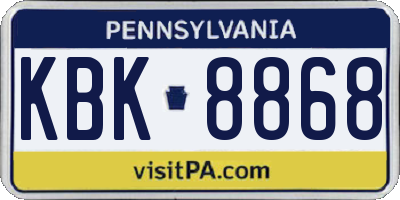 PA license plate KBK8868