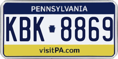 PA license plate KBK8869
