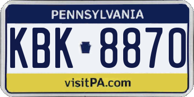 PA license plate KBK8870