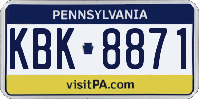 PA license plate KBK8871