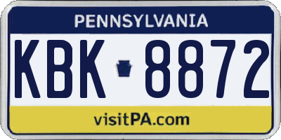 PA license plate KBK8872