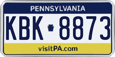 PA license plate KBK8873