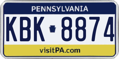 PA license plate KBK8874