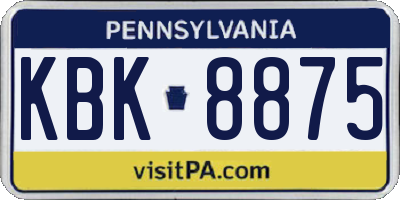 PA license plate KBK8875