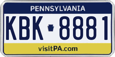 PA license plate KBK8881