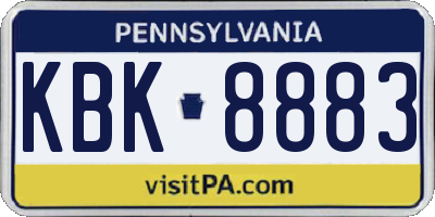PA license plate KBK8883