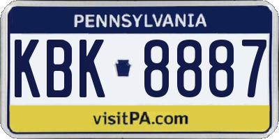 PA license plate KBK8887