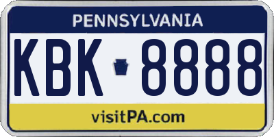 PA license plate KBK8888