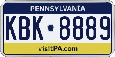 PA license plate KBK8889