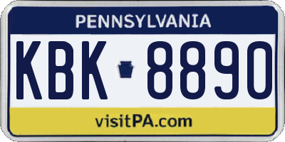 PA license plate KBK8890