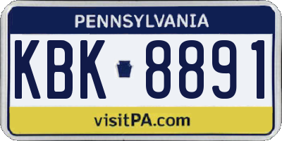 PA license plate KBK8891