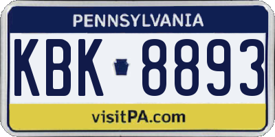 PA license plate KBK8893
