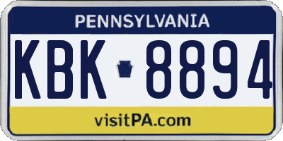 PA license plate KBK8894