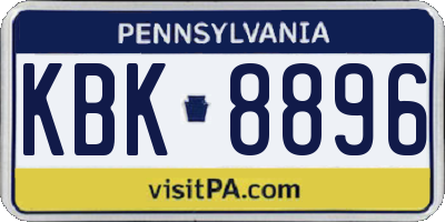 PA license plate KBK8896