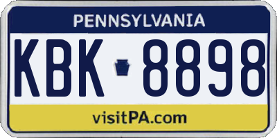 PA license plate KBK8898