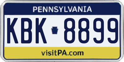 PA license plate KBK8899