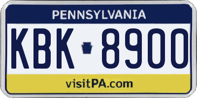 PA license plate KBK8900