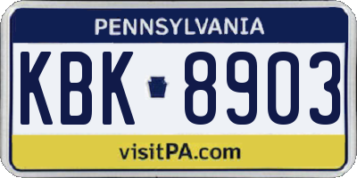 PA license plate KBK8903