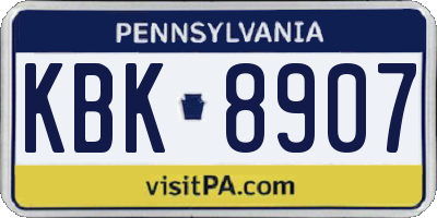 PA license plate KBK8907