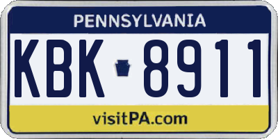 PA license plate KBK8911