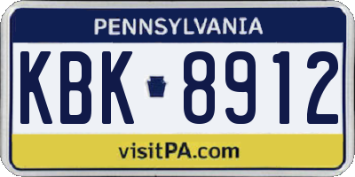 PA license plate KBK8912