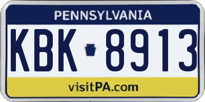 PA license plate KBK8913