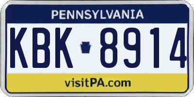 PA license plate KBK8914