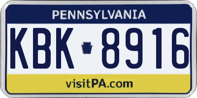 PA license plate KBK8916