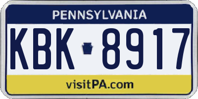 PA license plate KBK8917
