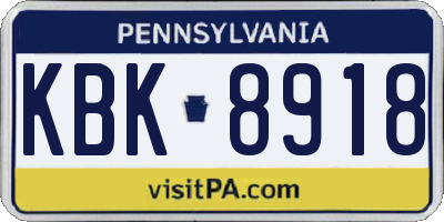 PA license plate KBK8918
