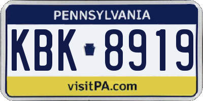 PA license plate KBK8919