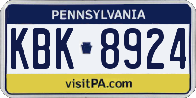 PA license plate KBK8924