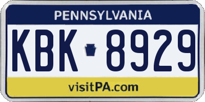 PA license plate KBK8929