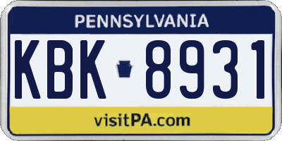 PA license plate KBK8931