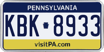 PA license plate KBK8933
