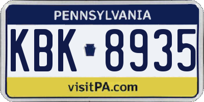 PA license plate KBK8935