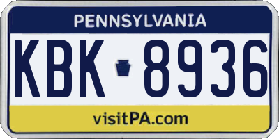 PA license plate KBK8936