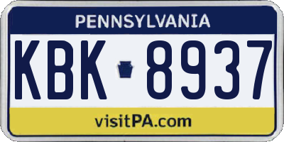 PA license plate KBK8937