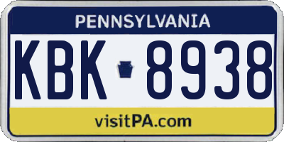 PA license plate KBK8938