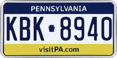 PA license plate KBK8940