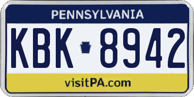 PA license plate KBK8942