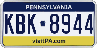 PA license plate KBK8944