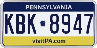 PA license plate KBK8947