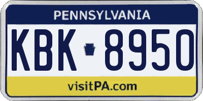 PA license plate KBK8950