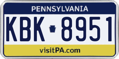 PA license plate KBK8951