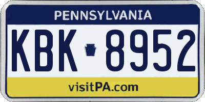 PA license plate KBK8952