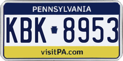 PA license plate KBK8953