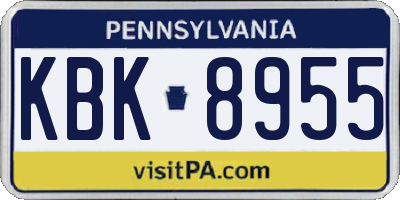 PA license plate KBK8955