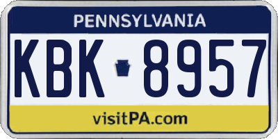 PA license plate KBK8957