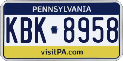 PA license plate KBK8958
